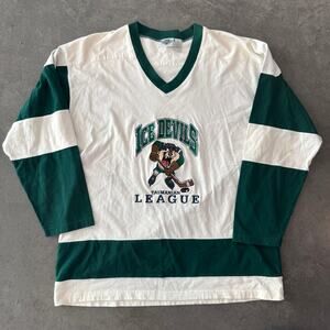 Vintage 90s Taz Embroidered Hockey Jersey ACME Tasmanian Devil Looney Tunes XL